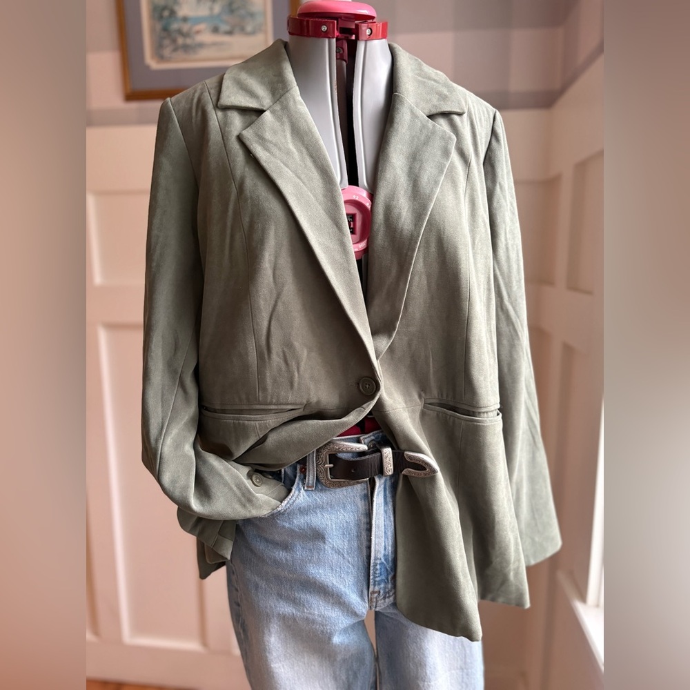Denim&Co Olive‎ Blazer Jacket Size Large